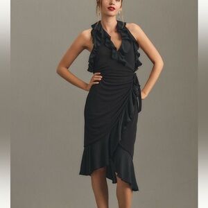 Anthropologie Ruffle Asymmetrical Midi Dress